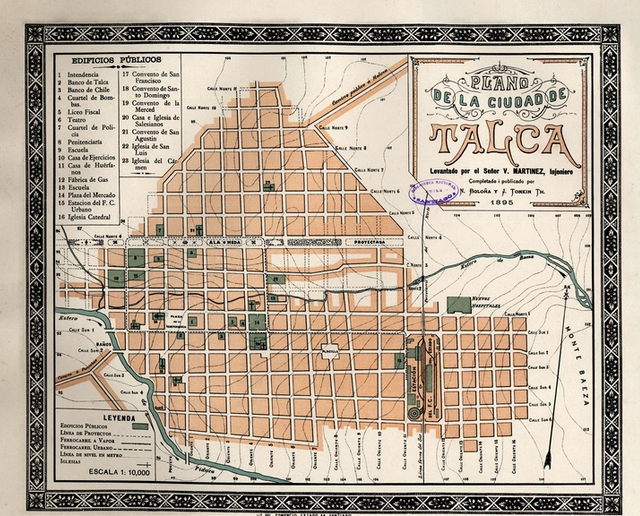 9. Plano de la ciudad de Talca, año 1895.