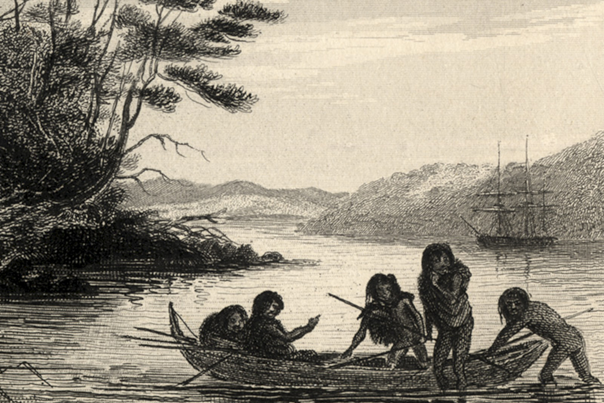 Fueguinos en una ensenada del canal de Beagle (1831)