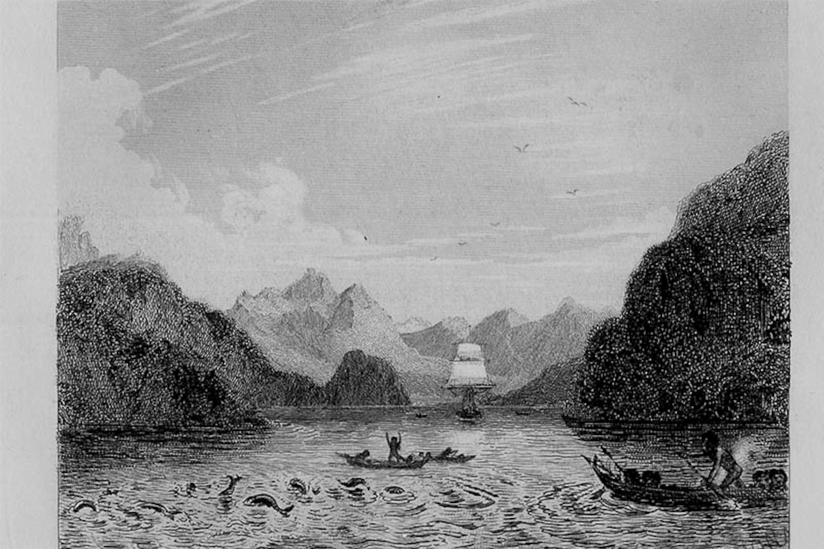 Fueguinos en el canal de Beagle (1833)