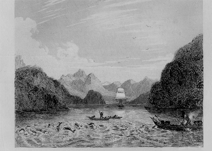 Fueguinos en el canal de Beagle (1833)