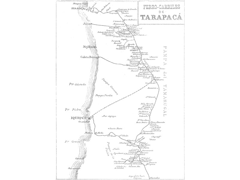 5. Mapa de ferrocarriles de Tarapacá, 1849-1851.