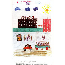Dibujo de Marión sobre Chile, 8 años, julio de 1989.