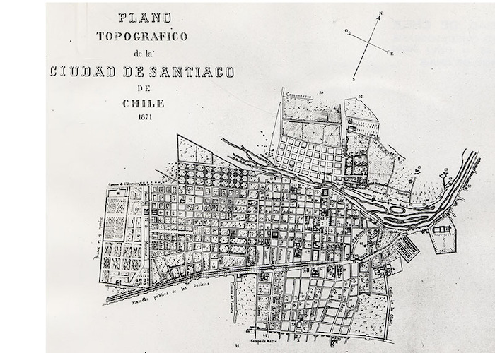 6. Plano topográfico de la Ciudad de Santiago de Chile, 1871.
