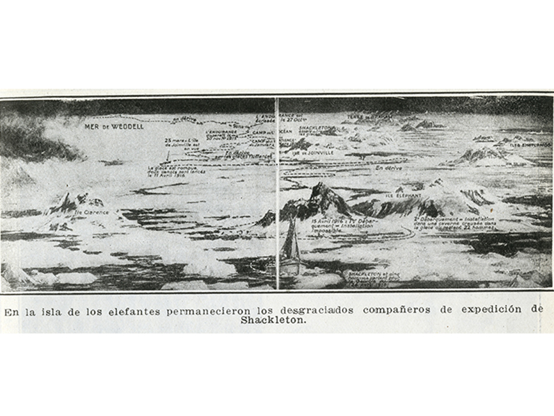 Los náufragos esperan en la Isla Elefante. Pacífico Magazine, octubre de 1916.