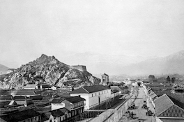 Vista de la Alameda con el frontis del convento, 1874.