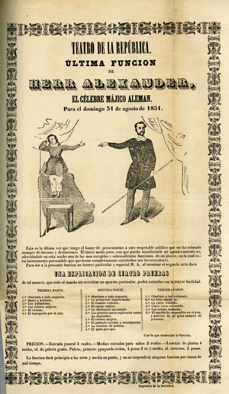 3. Función de Herr Alexander, el célebre májico alemán, 1851.