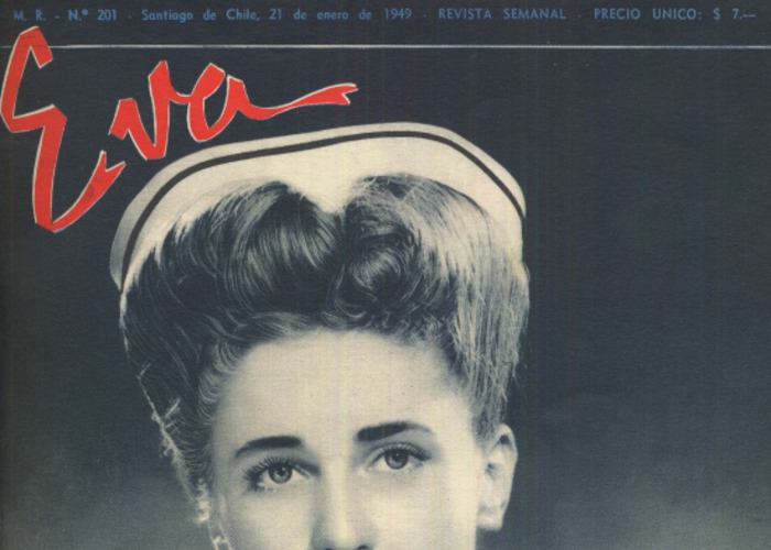 Portada revista Eva, 1949. Al interior la revista informa sobre ceremonia de graduación de enfermeras universitarias