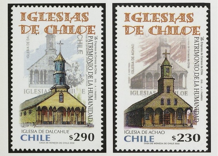 4. Estampillas con iglesias de Chiloé.