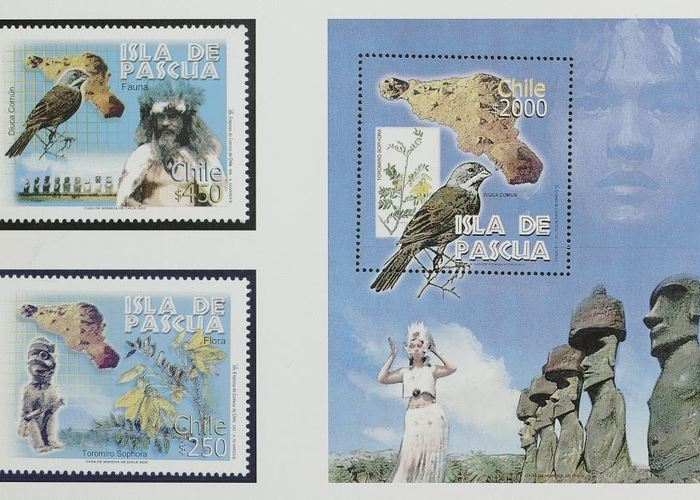 5. Estampillas con ilustraciones de Rapa Nui.