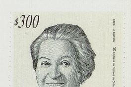 9. Estampilla que celebra los 50 años del Premio Nobel a Gabriela Mistral.