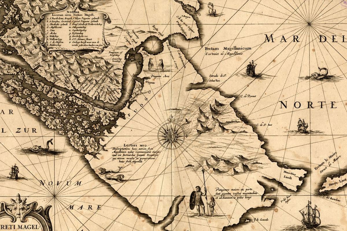 5. Mapa del Estrecho de Magallanes que incluye el paso de Le Maire, 1635.