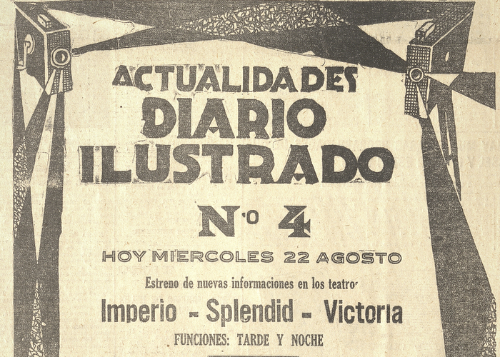 1. Noticias de ciclismo, fútbol y del zóológico del cerro San Cristóbal, en Santiago, se mostraron en esta edición del noticiero del "Diario Ilustrado". Año: 1928.
