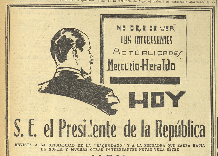 2. Las actividades del Presidente de Chile fueron comentadas en esta edición del noticiero de "El Mercurio". Año: 1928.