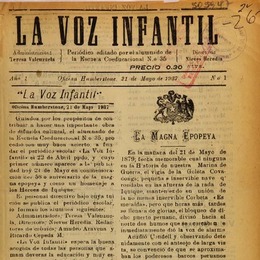 8. "La Voz infantil" Periódico del alumnado de la escuela coeducacional no. 35. Oficina Humberstone, Iquique. Año: 1937.