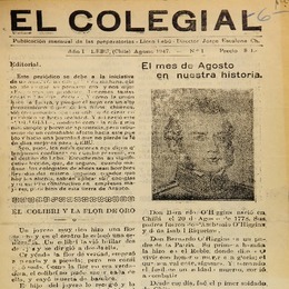 9. "El Colegial". Periódico de estudiantes de Lebu. Año: 1947.