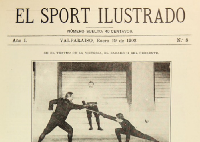 9. Competidores de esgrima en acción. Año 1902.