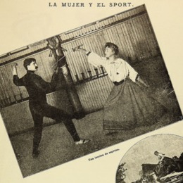 10. Una mujer y un hombre practicando escgrima. Año 1902.