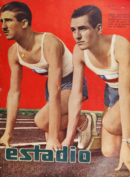 2. Jorge Undurraga y Alfonso Rozas, atletas chilenos.  Estadio. Santiago, 1943.