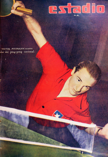 12. Victor Neumann, jugador de ping pong. Estadio, 1949.