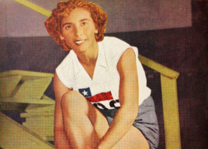 15.	Lisa Peters, campeona sudamericana de salto largo. Estadio, 1953.