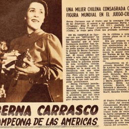1. Noticia sobre el premio de Berna Carrasco en el Campeonato Mundial Femenino de Ajedrez de  1939.