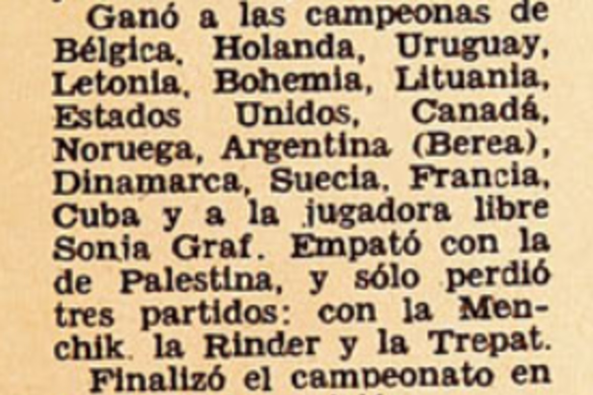 4. La tabla de posiciones del Campeonato Mundial Femenino de Ajedrez. Berna Carrasco consiguió el tercer lugar.