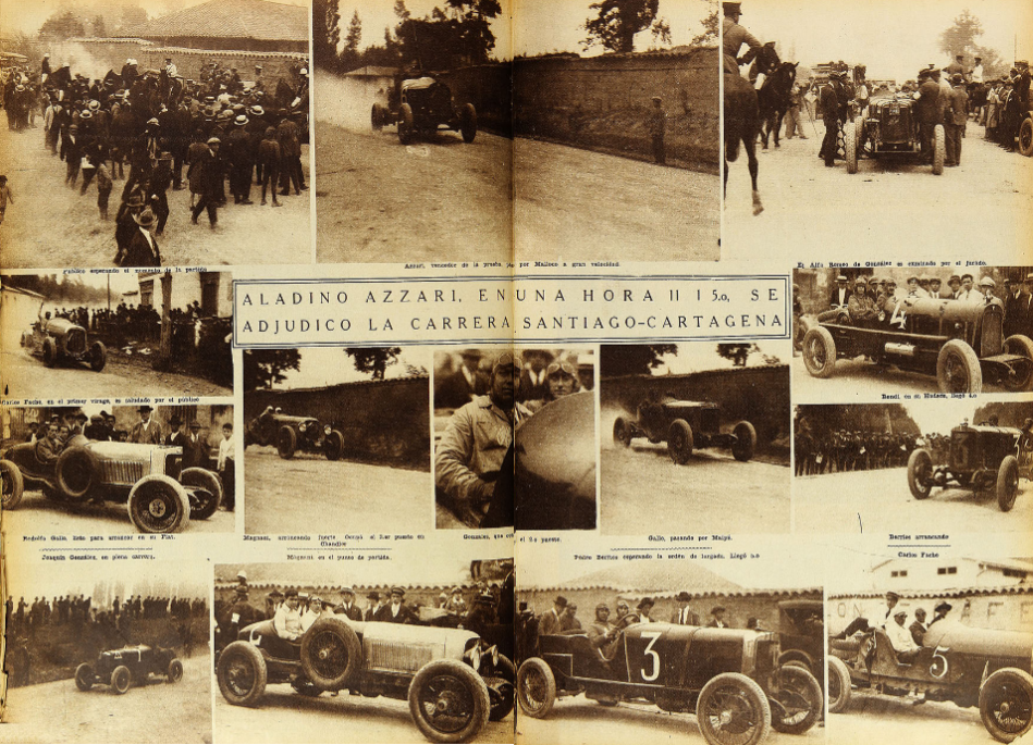 6. Fotografías de la carrera Santiago-Cartagena, que ganó Azzari. Año 1927.