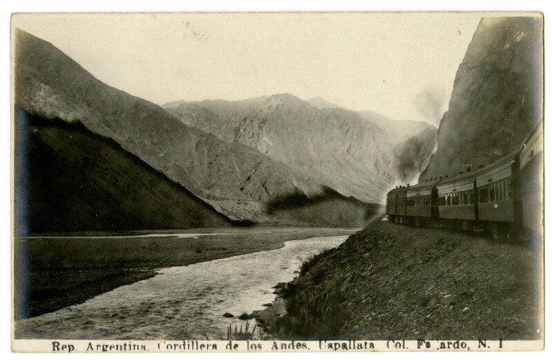 1. Ferrocarril Trasandino en la ruta del Valle de Uspallata, año 1917.