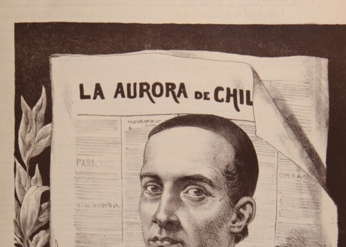 2. Retrato litográfico de Camilo Henríquez (fundador de La Aurora de Chile). La La Lira Chilena 6, 1903.