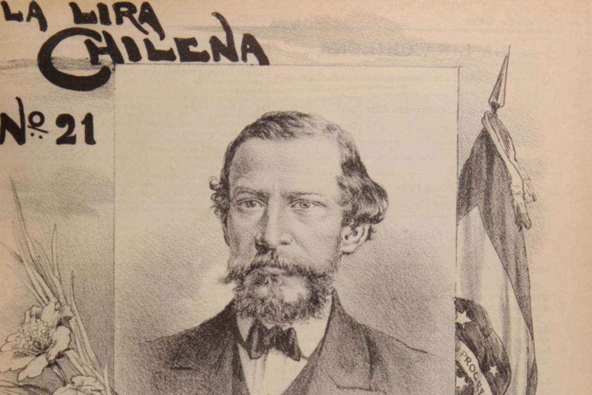 8. Retrato litográfico de Antônio Gonçalves Dias (poeta brasileño). La Lira Chilena 21, 1903.