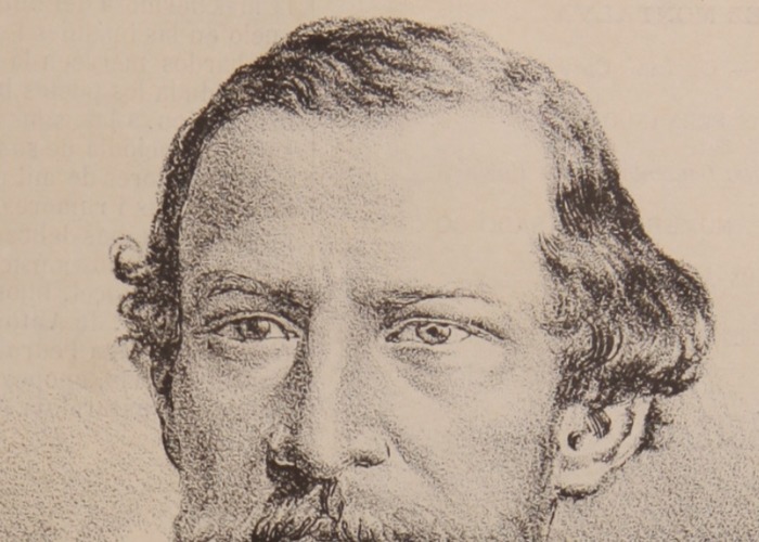 9. Detalle de retrato litográfico de Antônio Gonçalves Dias.