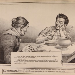 12.  Escena cotidiana en litografía: un hombre y su abuela. La Lira Chilena 17, 1904.