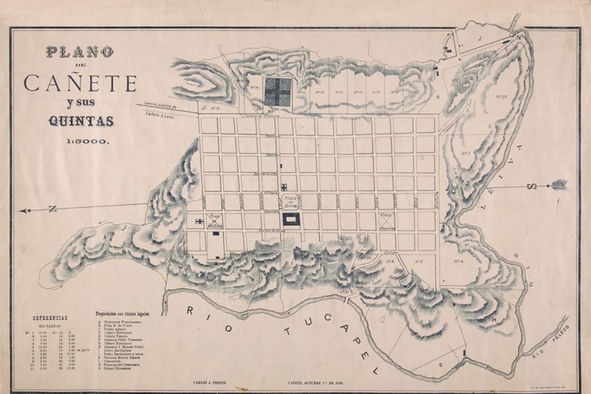 7. Plano de la ciudad de Cañete y sus quintas, año 1899.