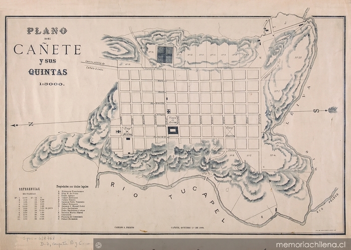 7. Plano de la ciudad de Cañete y sus quintas, año 1899.