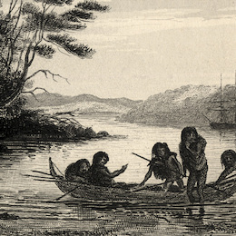 Fueguinos en una ensenada del canal de Beagle (1831)