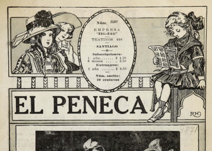 2. "¡Viva el año nuevo!", dice esta portada que muestra a tres niños. El Peneca 320, 4 de enero de 1915.