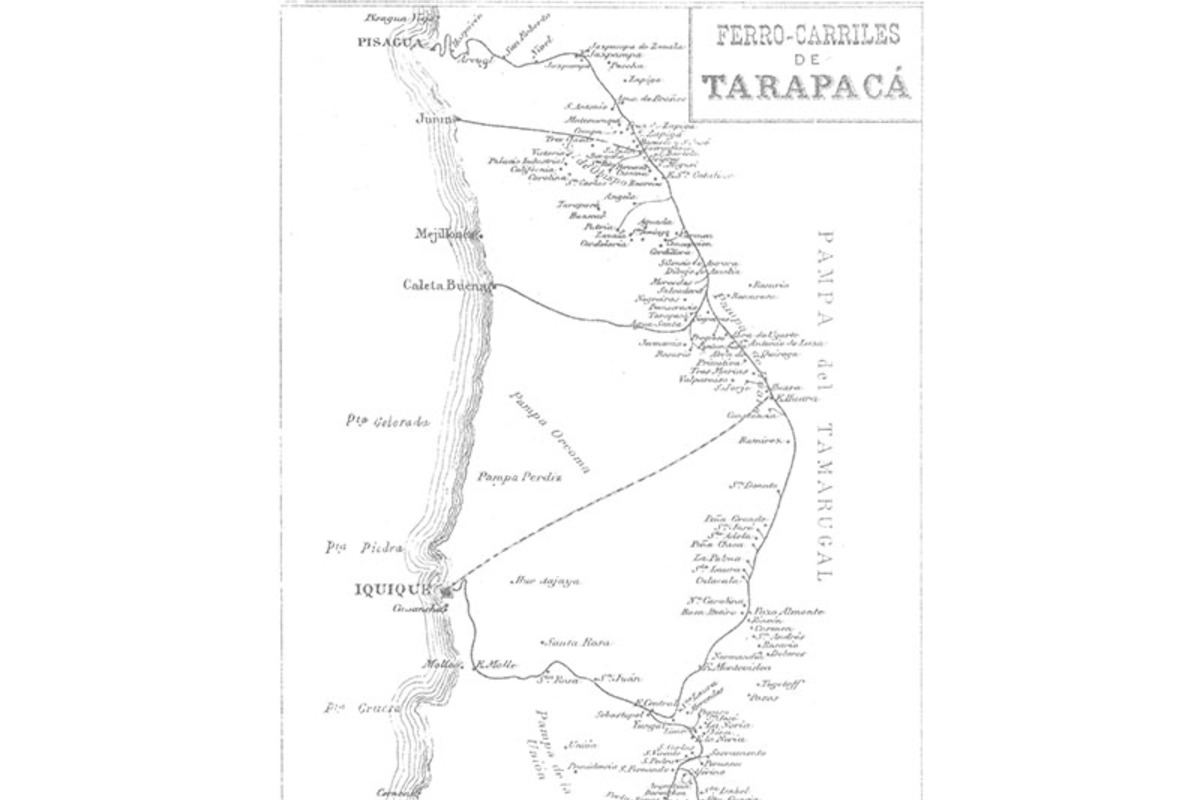 5. Mapa de ferrocarriles de Tarapacá, 1849-1851.