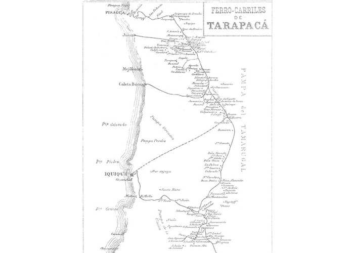 5. Mapa de ferrocarriles de Tarapacá, 1849-1851.