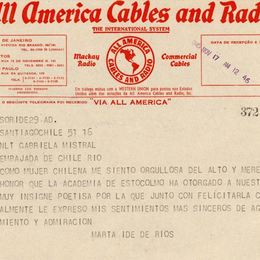 1. Telegrama de a Marta Ide de Ríos a Gabriela Mistral.