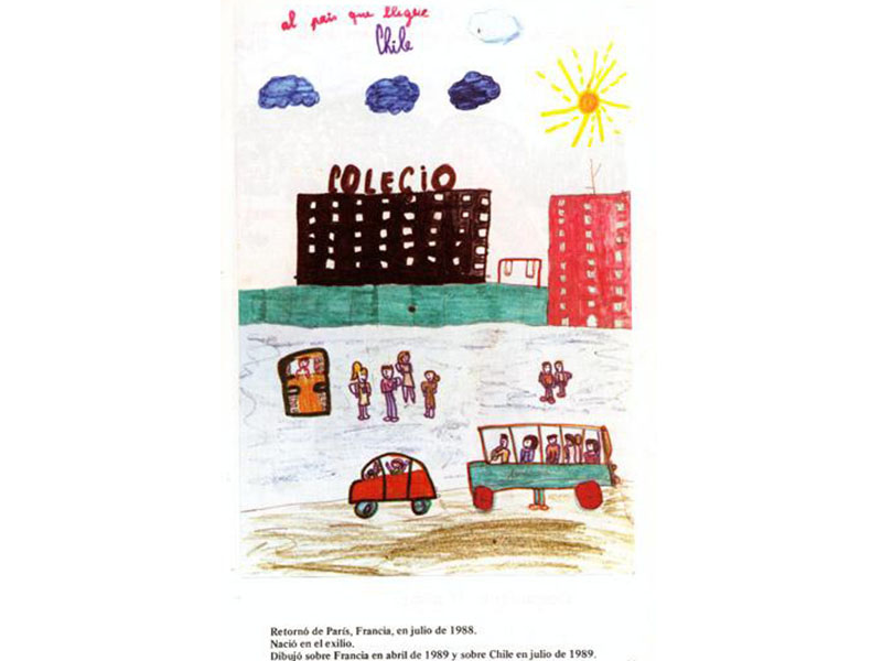 Dibujo de Marión sobre Chile, 8 años, julio de 1989.