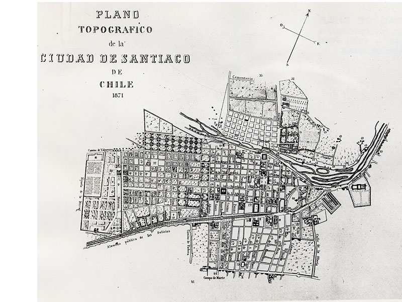 6. Plano topográfico de la Ciudad de Santiago de Chile, 1871. 6. Plano topográfico de la Ciudad de Santiago de Chile, 1871.