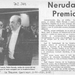 1. Noticia del Premio Nobel recibido por Pablo Neruda en 1971.