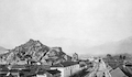 Vista de la Alameda con el frontis del convento, 1874.