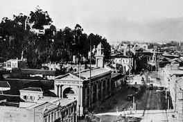 Vista del convento de las monjas de Santa Clara y del cerro Santa Lucía, 1910.