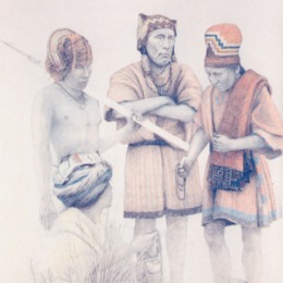 1. Personajes de las fases El Laucho, Faldas del Morro y Alto Ramírez. Dibujo de José Pérez de Arce.