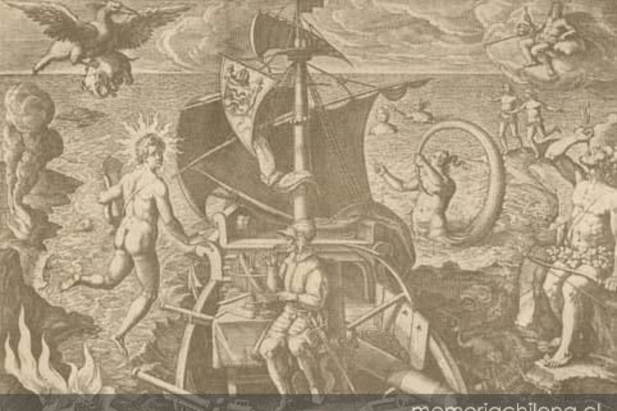 9. Magallanes saliendo del estrecho de su nombre, 1520.