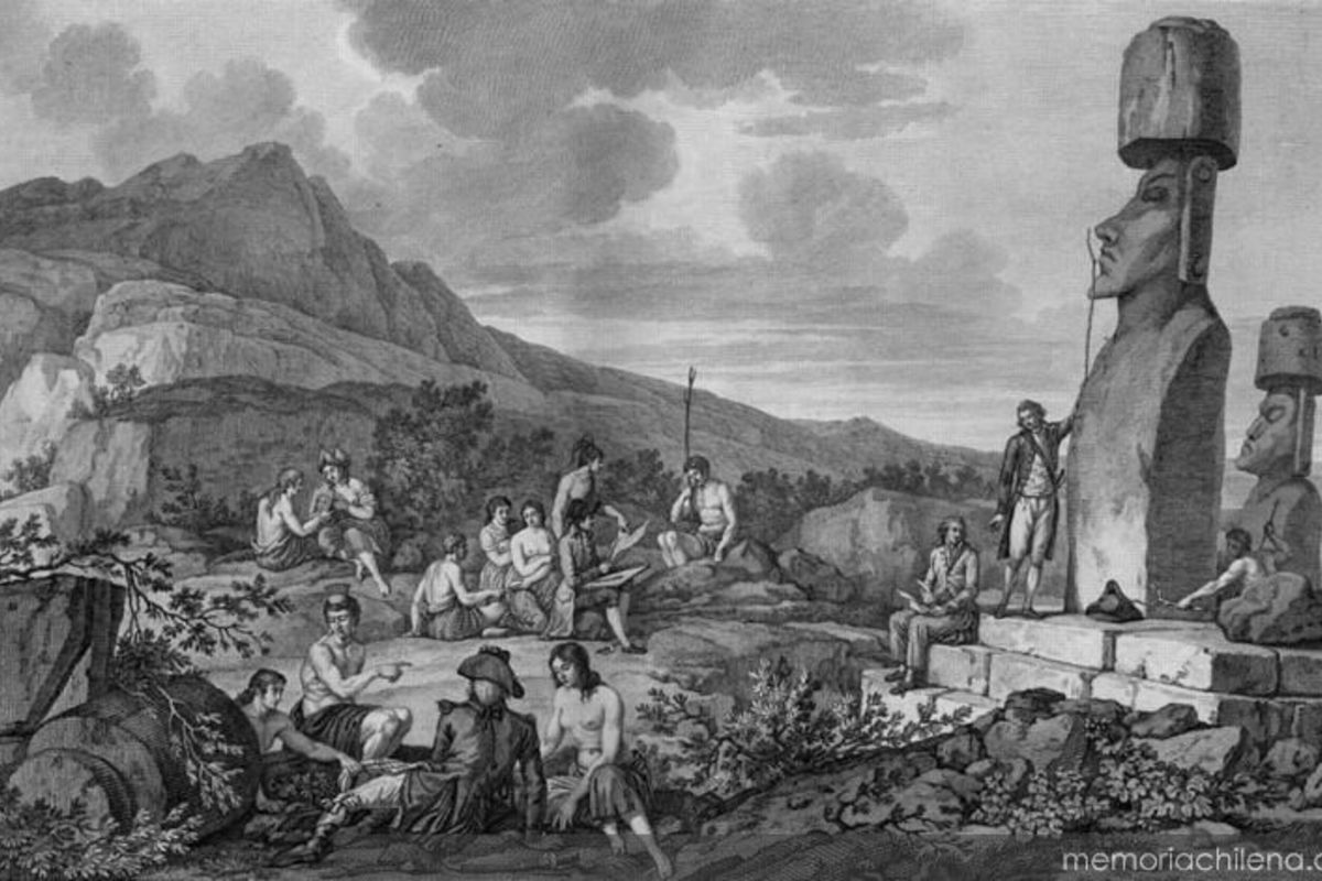 6. Isleños y monumentos de Isla de Pascua, 1786.