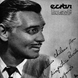 11.  Portada con una fotografía y una dedicatoria del famoso actor norteamericano Clark Gable al público chileno. Revista “Ecran”, 1949.