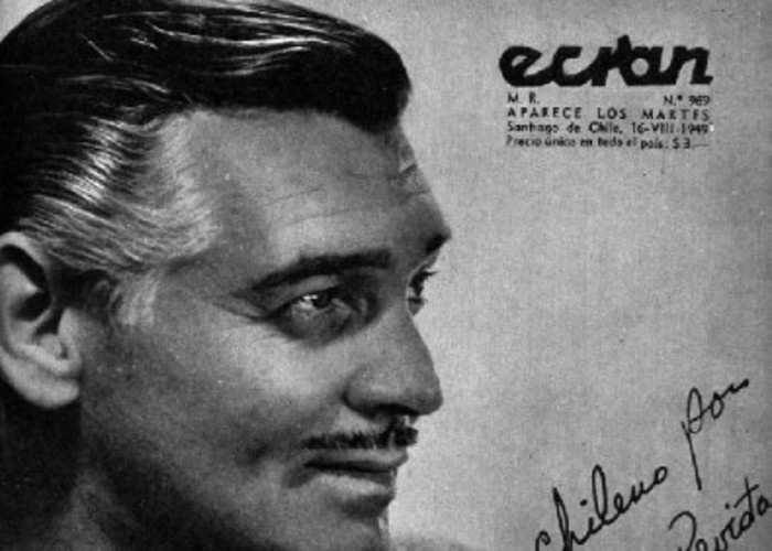 11.  Portada con una fotografía y una dedicatoria del famoso actor norteamericano Clark Gable al público chileno. Revista “Ecran”, 1949.