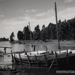 6. Trabajo en astillero del Maule, 1950. Fotografía de Domingo Ulloa.